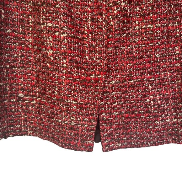 Talbots 8P Red & White Tweed Pencil Skirt - Picture 8 of 13